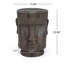 Table de bout à piédestal d'extérieur Moai avec statue antique et finition grain de bois