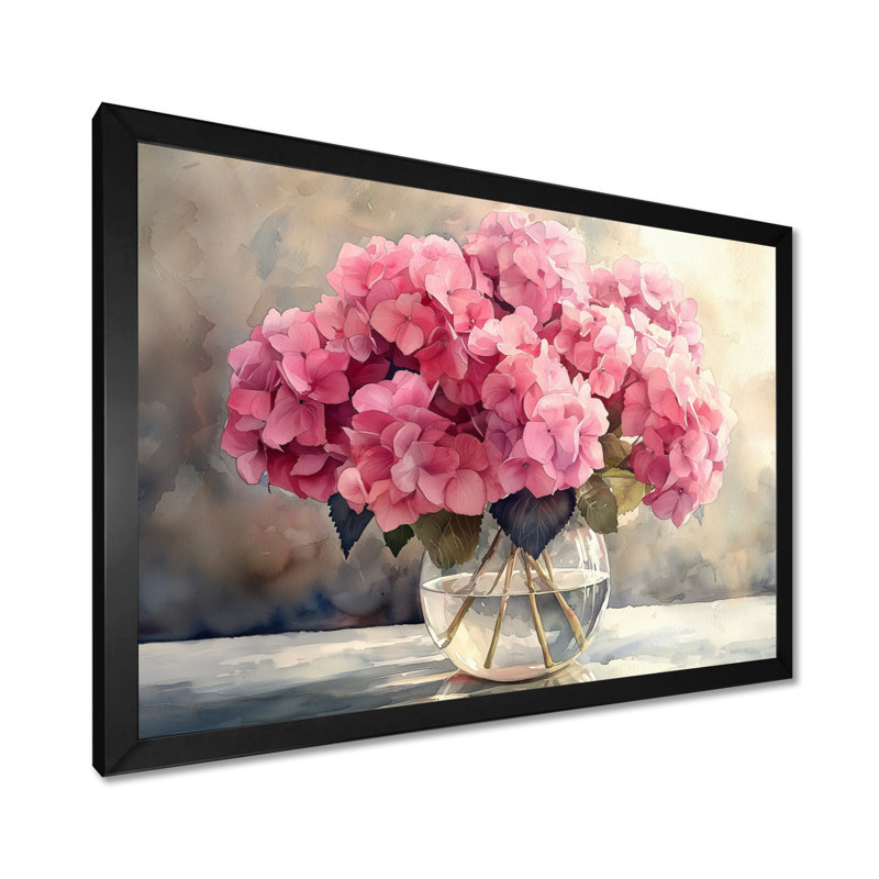 Inestroza hortensias dans un vase en verre II - hortensia, décoration murale, Reproduction encadrée d'une seule photo