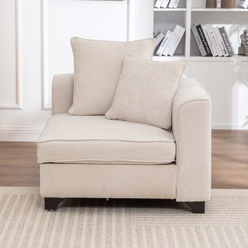 Fauteuil d'angle rembourré pour canapé modulaire Bennett, Beige