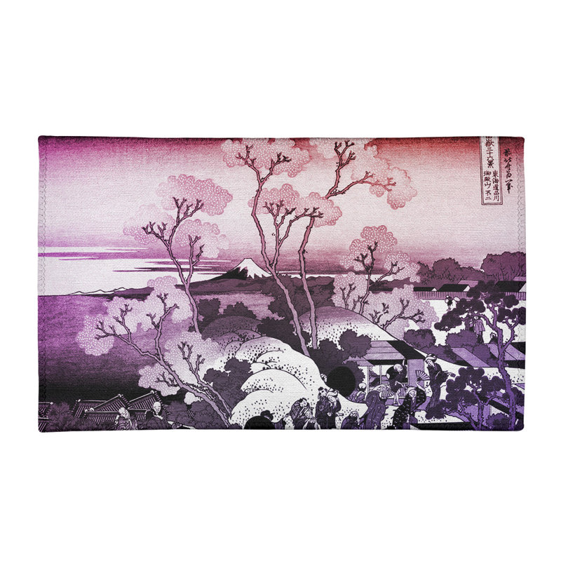 Tapis de fleurs rouge/mauve mt. fuji through the cerise, Rectangle 3 pi x 5 pi