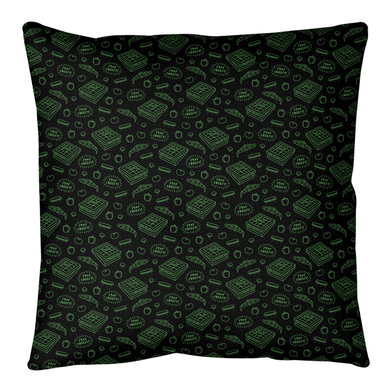 Coussin de sol pizza, H 40 po x l 40 po, Noir / Vert