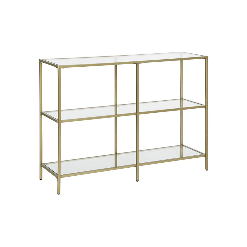 Annuel Industrial Hallway Table With 3 Tempered Glass Shelves