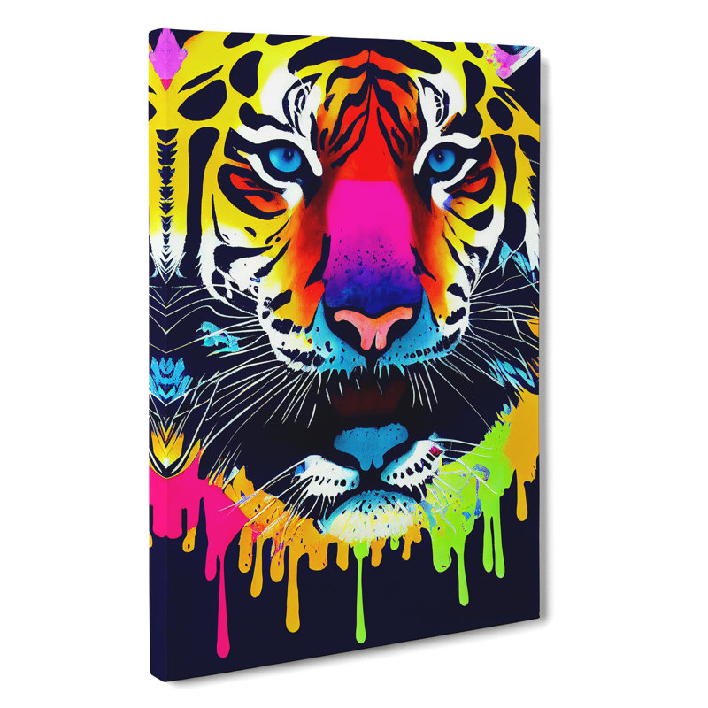 XC1022-4687X Tiger Paint Splash No.5 Abstract - Wrapped Canvas Print, 50cm H x 35cm W x 3cm D