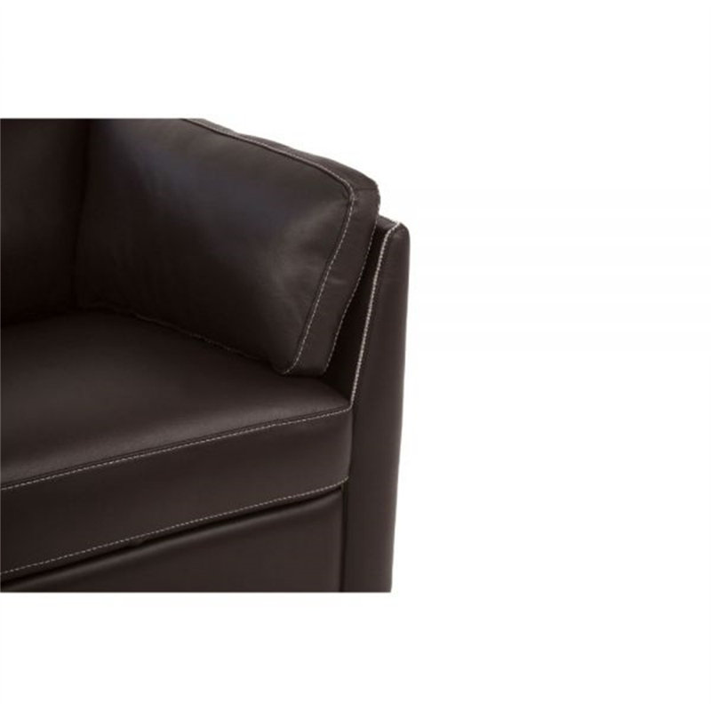 Canapé à accoudoirs évasés en cuir véritable 81 po Camire, Cuir véritable chocolat
