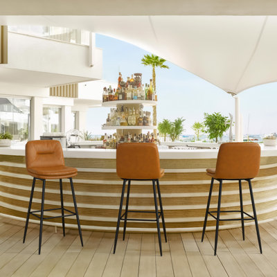 Pelayo Upholstered Faux Leather Counter Stool