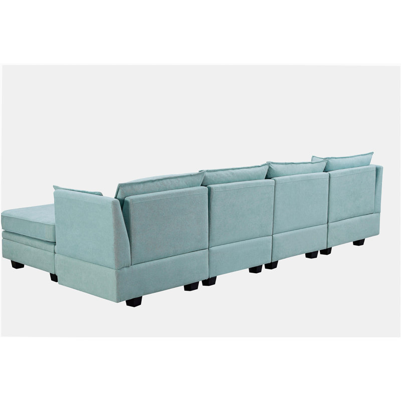 Grand canapé modulaire modulaire en U U_Style, canapé-lit convertible avec méridienne réversible pour salon, siège de rangement