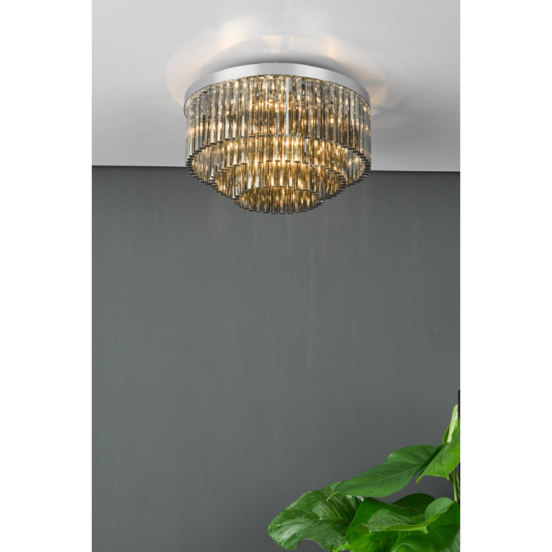 Bartholmey Crystal Flush Mount, Smoked