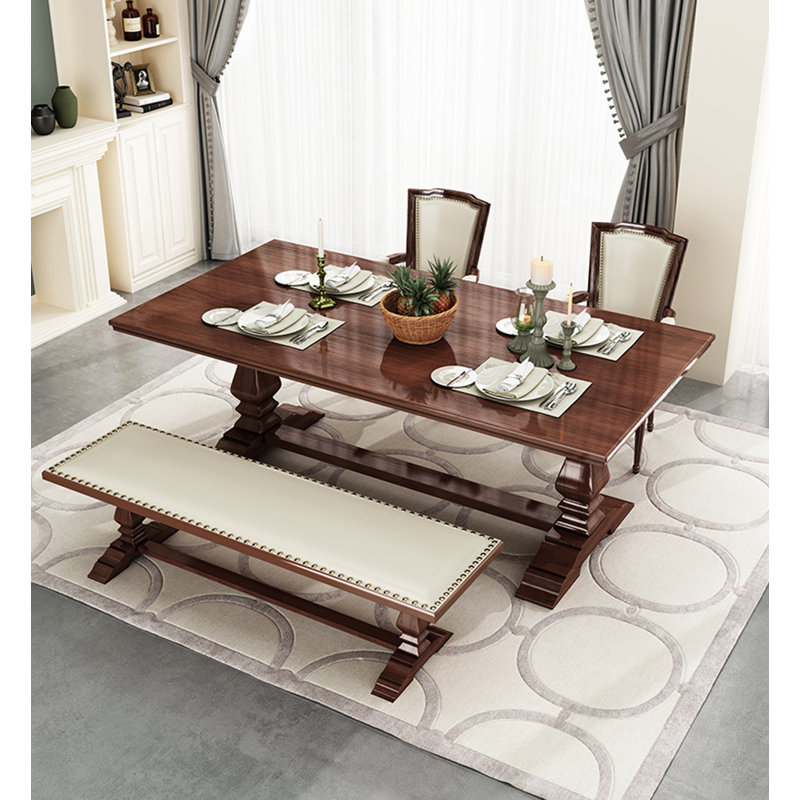 Table de salle à manger rectangulaire en bois massif de style américain rétro, H 29,53 po x L 70,87 po x l 31,50 po