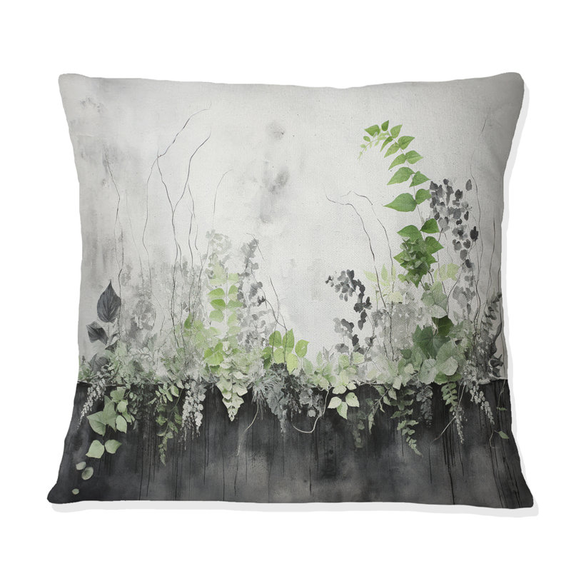 Green Minimalism Botanical Serenity - Plants Printed Throw Pillow