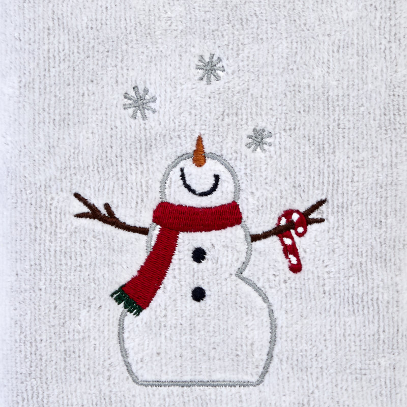 SNOWMAN & CANE EMB HAND-MULTI