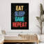 Neon Eat Sleep Game Répétition sur toile-234891651