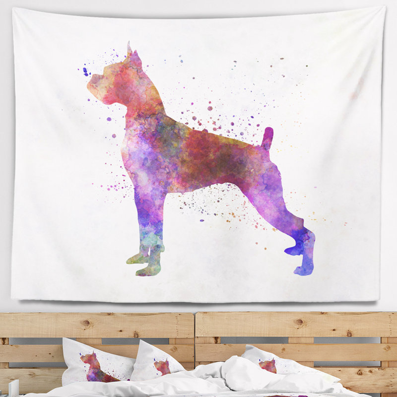 Boxer en tapisserie aquarelle Animal, H 32 po x l 39 po