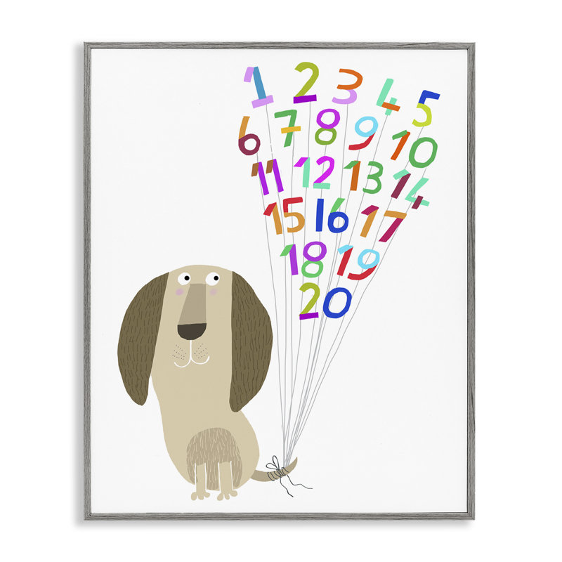 «Dog & Number Ballons», art de la giclée encadrée par Carla Daly, Estampe numérique Farmhouse, H 14 po x l 11 po