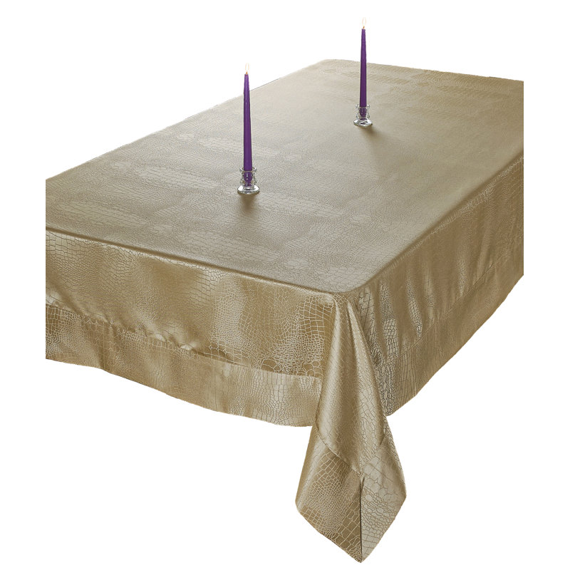Nellie Luxurious Damask Design Tablecloth, Gold, 95" L x 60" W
