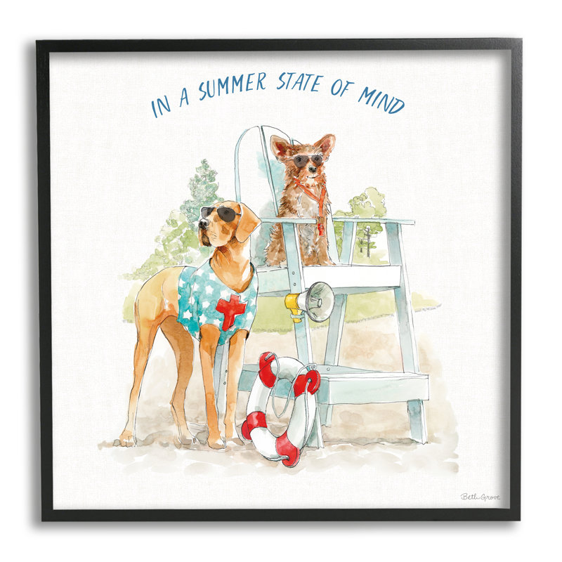 «Summer State Of Mind», phrase «Summer Li» par Beth Grove 904, H 12 po x l 12 po x P 1,5 po, Giclée encadrée noir minuit