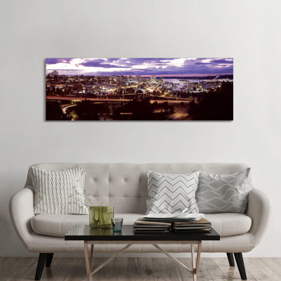 Aerial View Of A City, Tacoma, Pierce County, Washington State, USA 2010 - Wrapped Canvas Panoramic Print