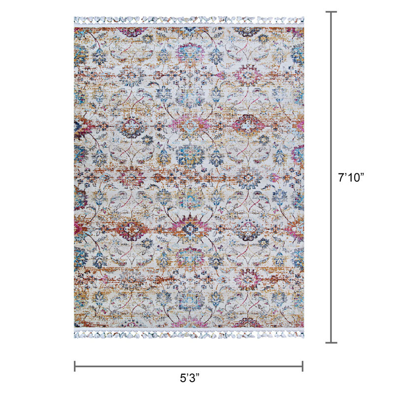 Tapis beige Marlana Tambur Quartz, Rectangle 5 pi 3 po x 7 pi 10 po