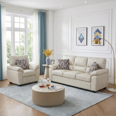 2-Piece Living Room Set - Faux Leather Chair And Sofa