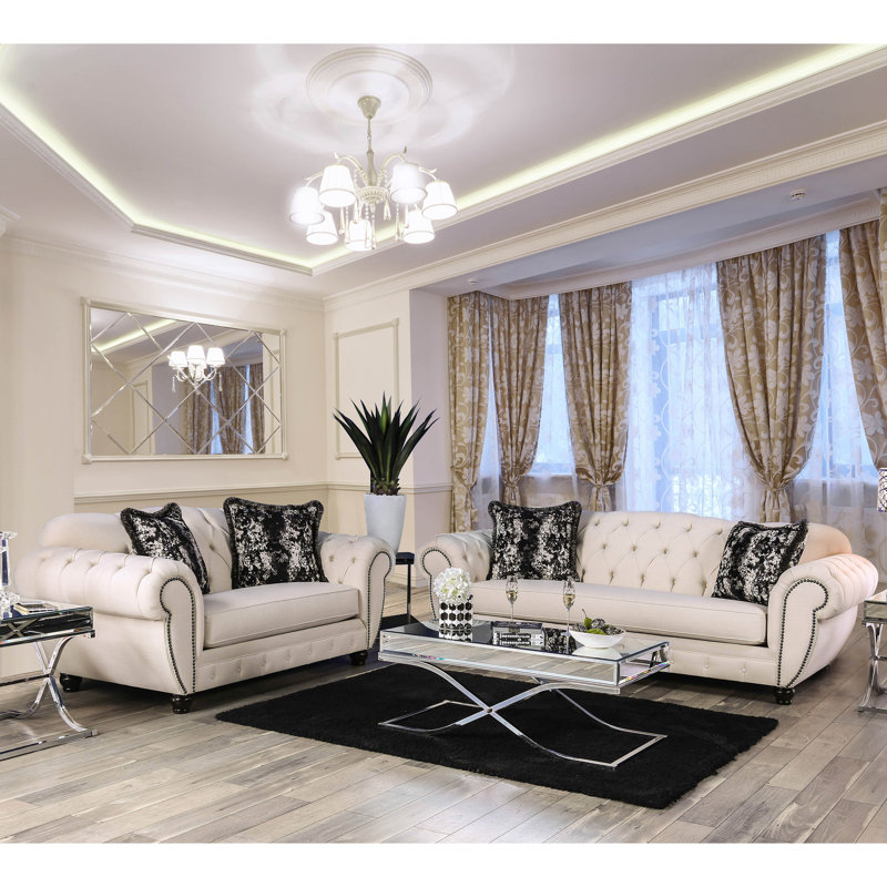 Ensemble de salon 2 pièces Knfield Chesterfield, Beige