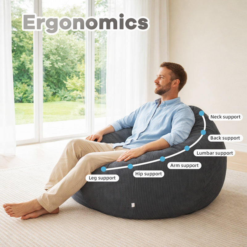 Beanbag Sofa, Round, Grey