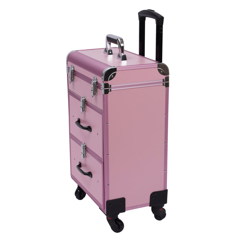 Large Cosmetic Trolley Bin With Locks, Pink