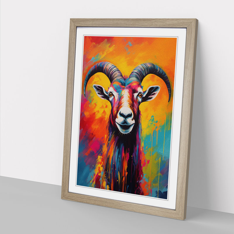 Goat Expressionism - Framed Print, Oak, 64cm H x 46cm W x 2cm D