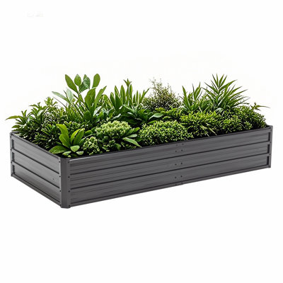 6x3x1 FT Galvanized Metal Raised Garden Bed, Rustproof and Weather-Resistant for Vegetables, Flowers, Herbs, and Succulents