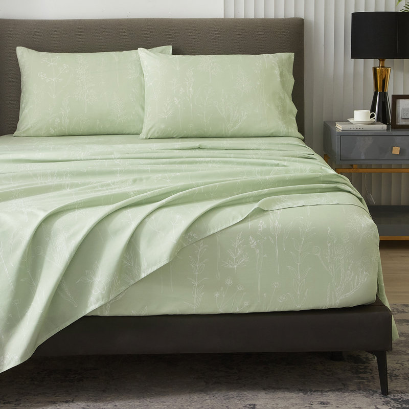 Hyprest Sheets, Soft Breathable Farmhouse Bed Sheet Sets, Deep Pocket Sheets, King Sheet Set, Green Leaf