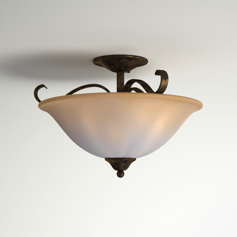 Neal Glass Semi Flush Mount, Polished Bronze