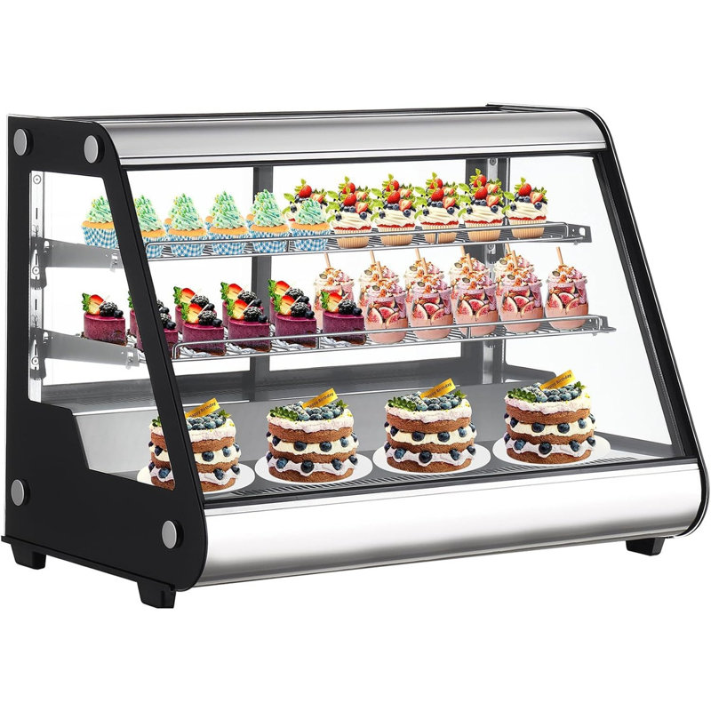 Réfrigérateur de comptoir 5,7 pi. Cu. Réfrigérateur à gâteau, porte en verre trempé, 2 lumières DEL et 2 tablettes réglables pour un café de boulangerie