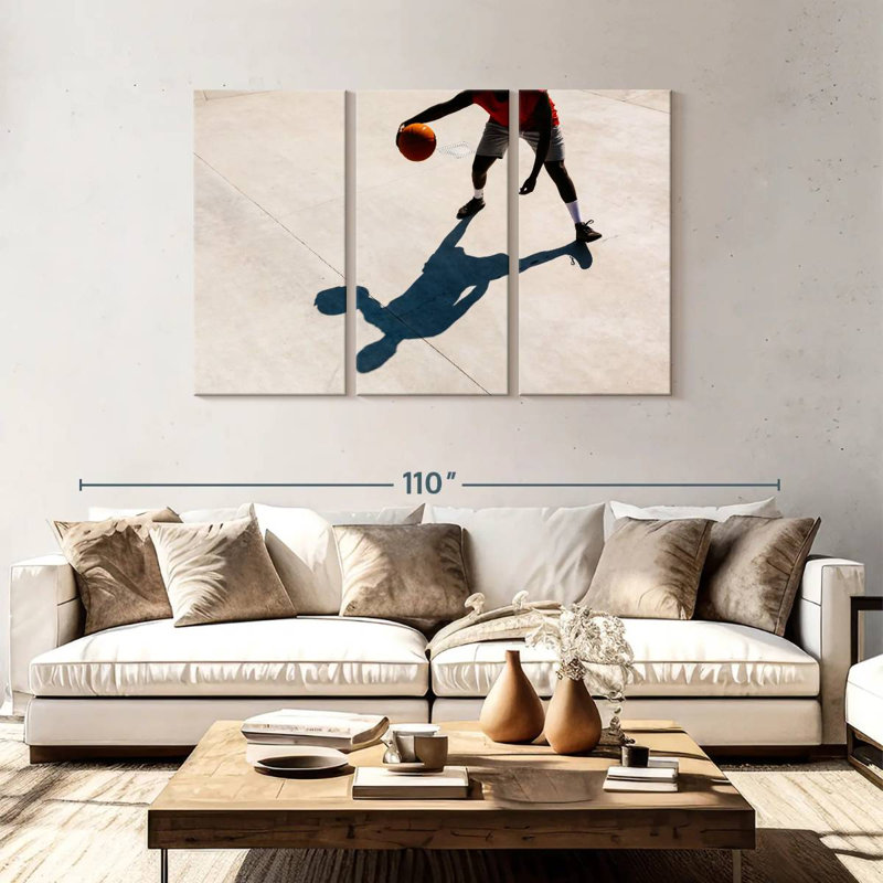 Ombre de joueur de basketball, H 48 po x l 74 po