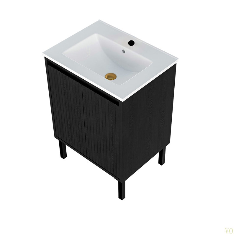 Meuble-lavabo 24 po sans lavabo, Noir mat