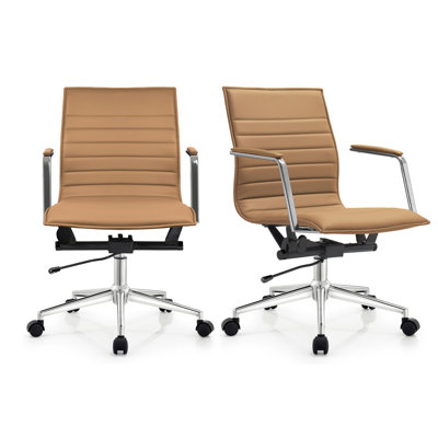 Drayke Mid Century Modern Contemporary Ergonomic Office Chair Modern Wide With Wheels Pads Faux Leather Swivel Adjustable Executive Pads Seat