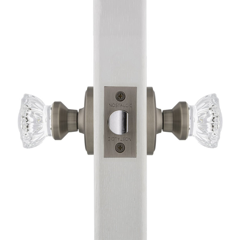 Classic Rosette with Crystal Door Knob, Antique Pewter, 2.375"