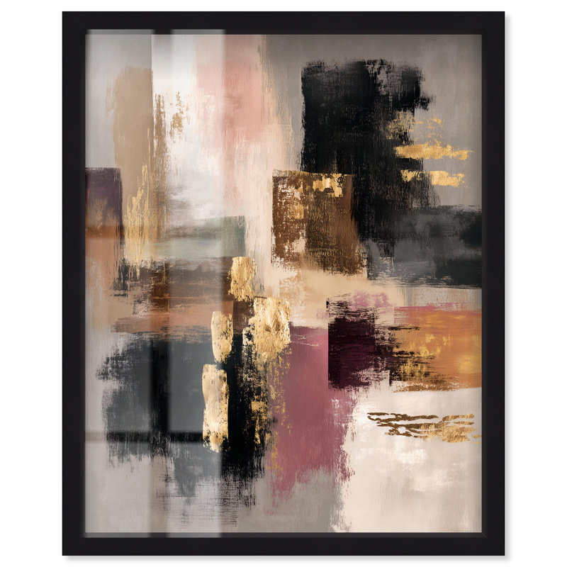 Motif de minéral texturé doré II, boîte neutre, Boho Art par Art Remedy, H 21 po x l 17 po, Noir