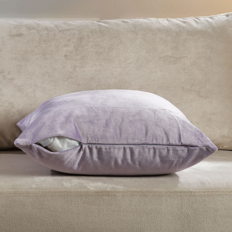 Housse de coussin en velours mat 1pc, Carré 24 po, Lavande