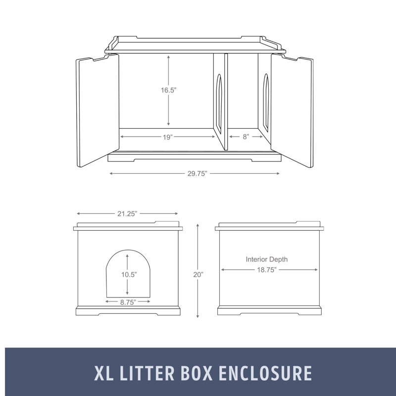 TRIXIE XL Furniture Style Litter Box Enclosure and Pet Home, Hidden Cat Litter Box, Gris