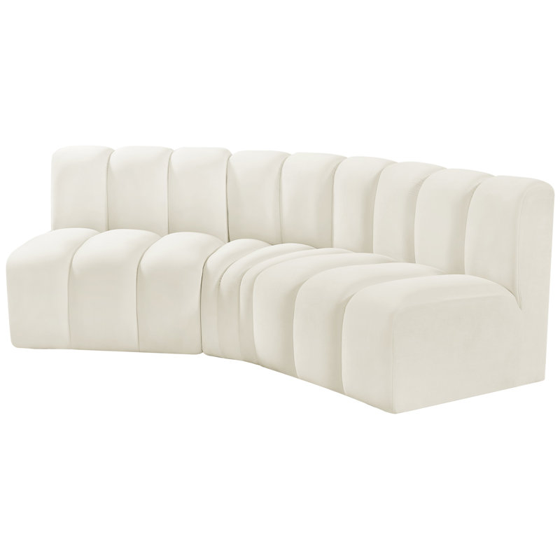 Hyoung Upholstered Curved Sectional Reversible, Cream Velvet