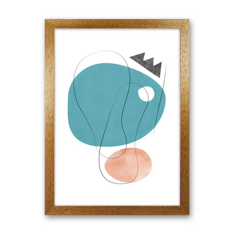 Abstraction With Grey Lines IV - Print, 88cm H x 64cm W x 3cm D, Brown Framed, Paper