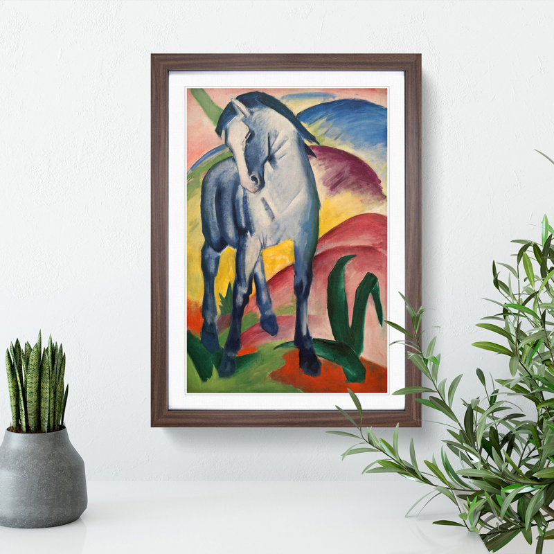 Blue Horse Vol.1 by Franz Marc - Picture Frame Graphic Art, 65cm H x 48cm W x 2cm D, Walnut
