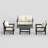 4-Person Modular HDPE Outdoor Conversation Set With 5"Thick Cushions, All-Weather Poly Lumber Patio Sofa Seating Set-113391943-113391992