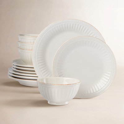 French Perle Groove Ice Blue Dinnerware Set