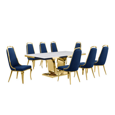 Kimoria Marble Top Pedestal Dining Set