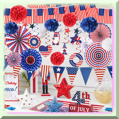 Patriotic Party Decorations 23pcs Red White Blue