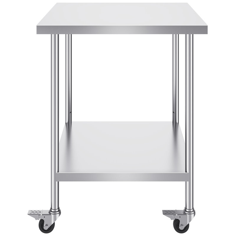 Table de travail en acier inoxydable, 5.12" H x 39.57" L x 33.07" W