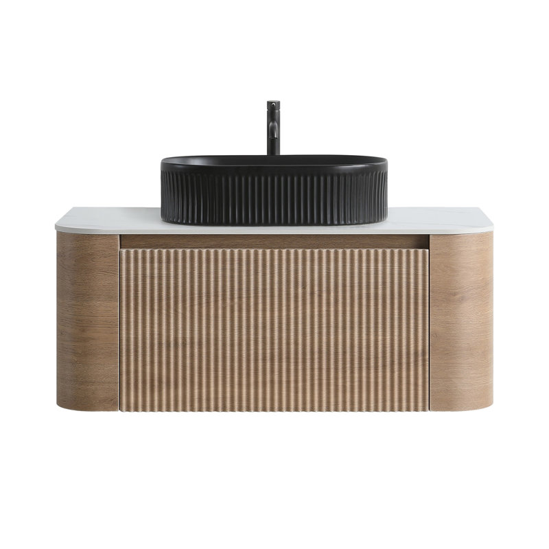 Meuble-lavabo cannelé avec armoire de rangement et tiroirs 36 po Avalon, 36