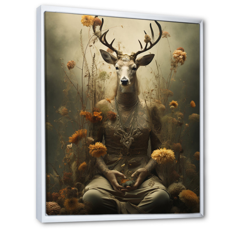 «Folk Religion Divine Connection II», reproduction sur toile, H 40 po x l 30 po x P 1,5 po, Cadre flottant blanc