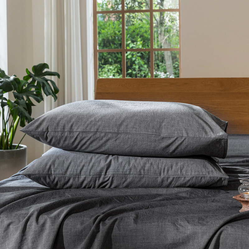Fermeture de l'enveloppe des taies d'oreiller MooMee,  Très grand (20 po x 36 po), Gris foncé