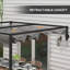 3 x 4 Meter Wall-Mounted Lean-To Pergola with Retractable Dark Grey Canopy, Weather-Resistant Powder-Coated Steel Frame, Outdoor Patio Shade Structure with Drainage Holes