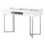 Bureau d'ordinateur moderne pour la maison, l 48 po en stratifié blanc avec pieds en métal gris, rangement pour ordinateur portable et tablettes, travail contemporain efficace, style ouvert à la maison-1705744218
